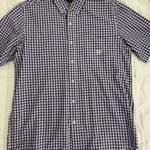 Chaps Purple and White Gingham Casual Button Down Shirt